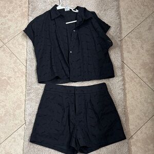 a new day Black Eyelet Top